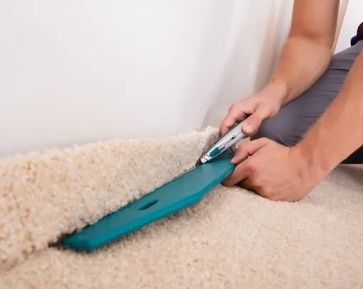 DuringCarpetInstall-Block Carpet installation | Corvin's Floors & Cabinets